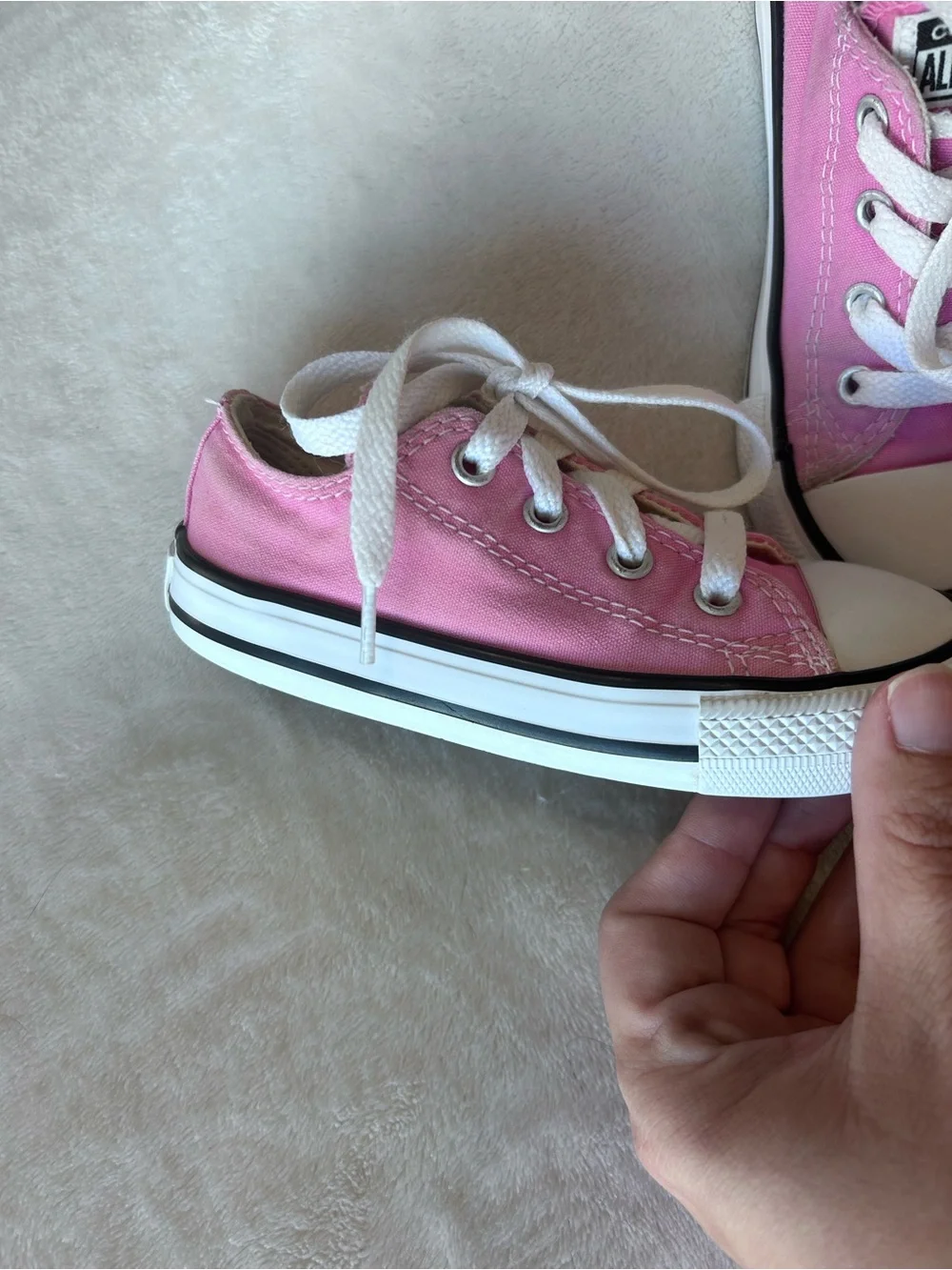 Converse Kids Pink Low Top Sneakers with White Accents